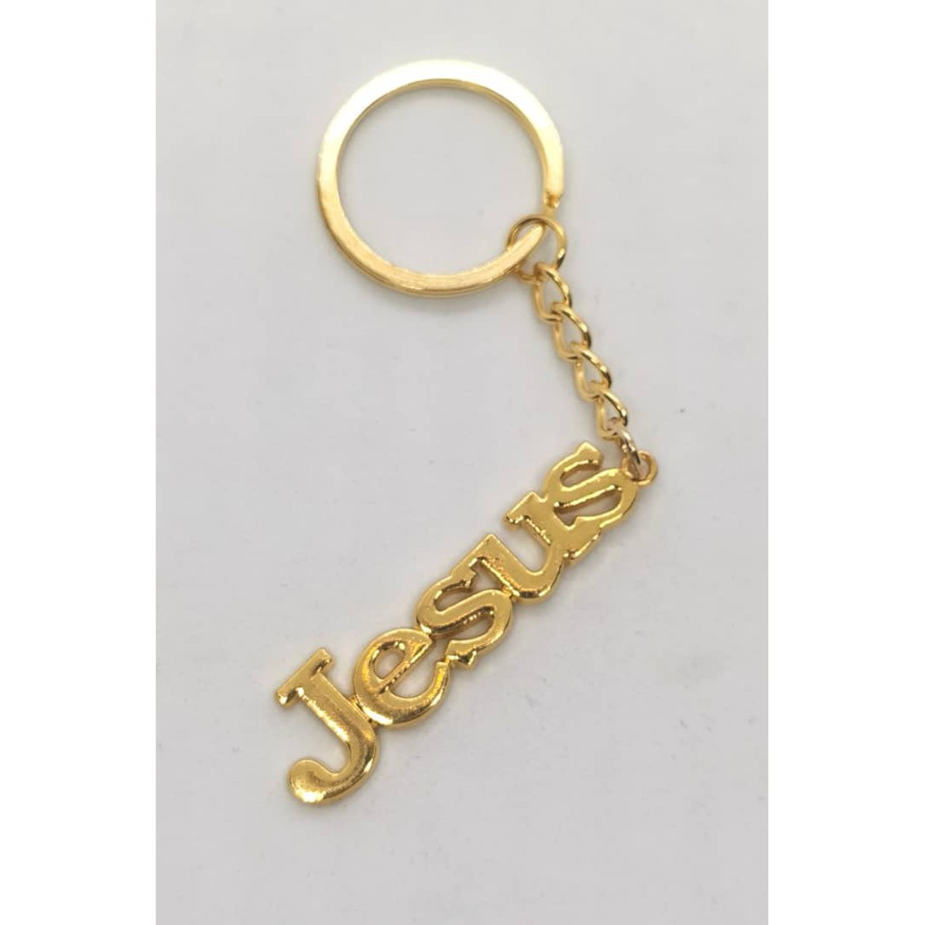 JESUS word Keychain Gold Color